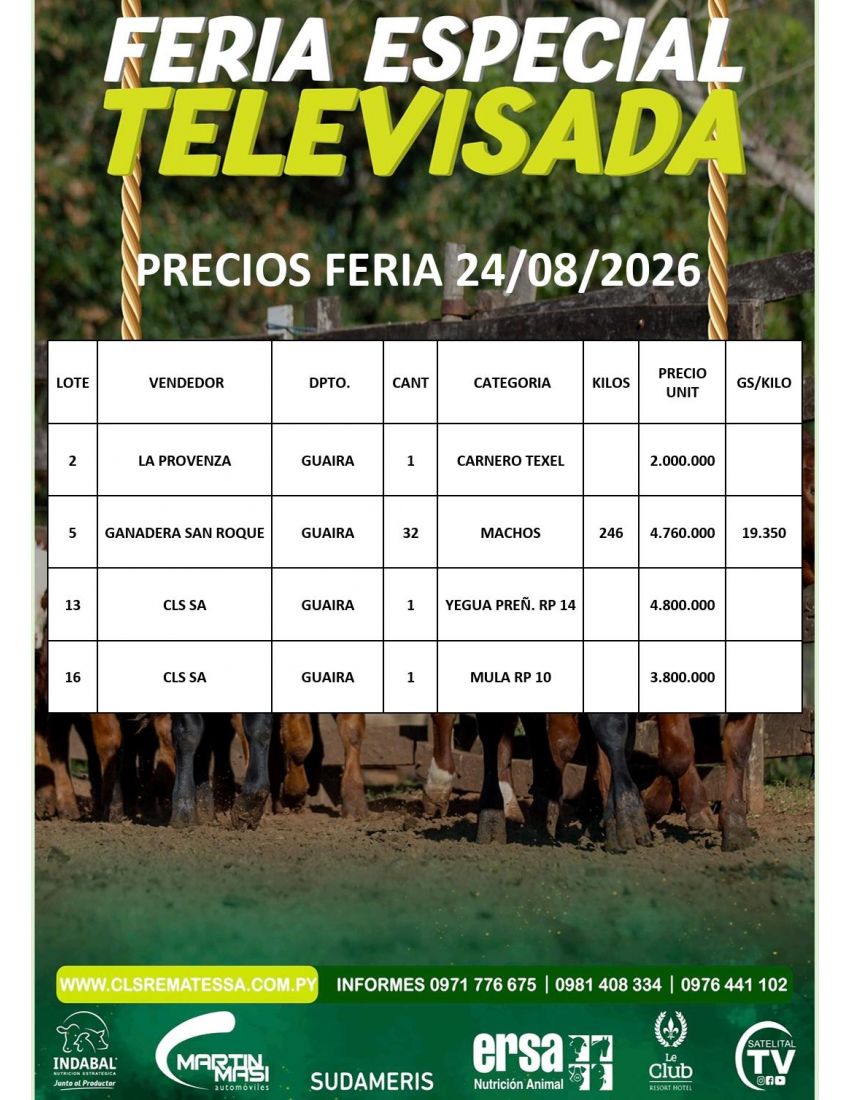 PRECIOS FERIA 24/08/2026