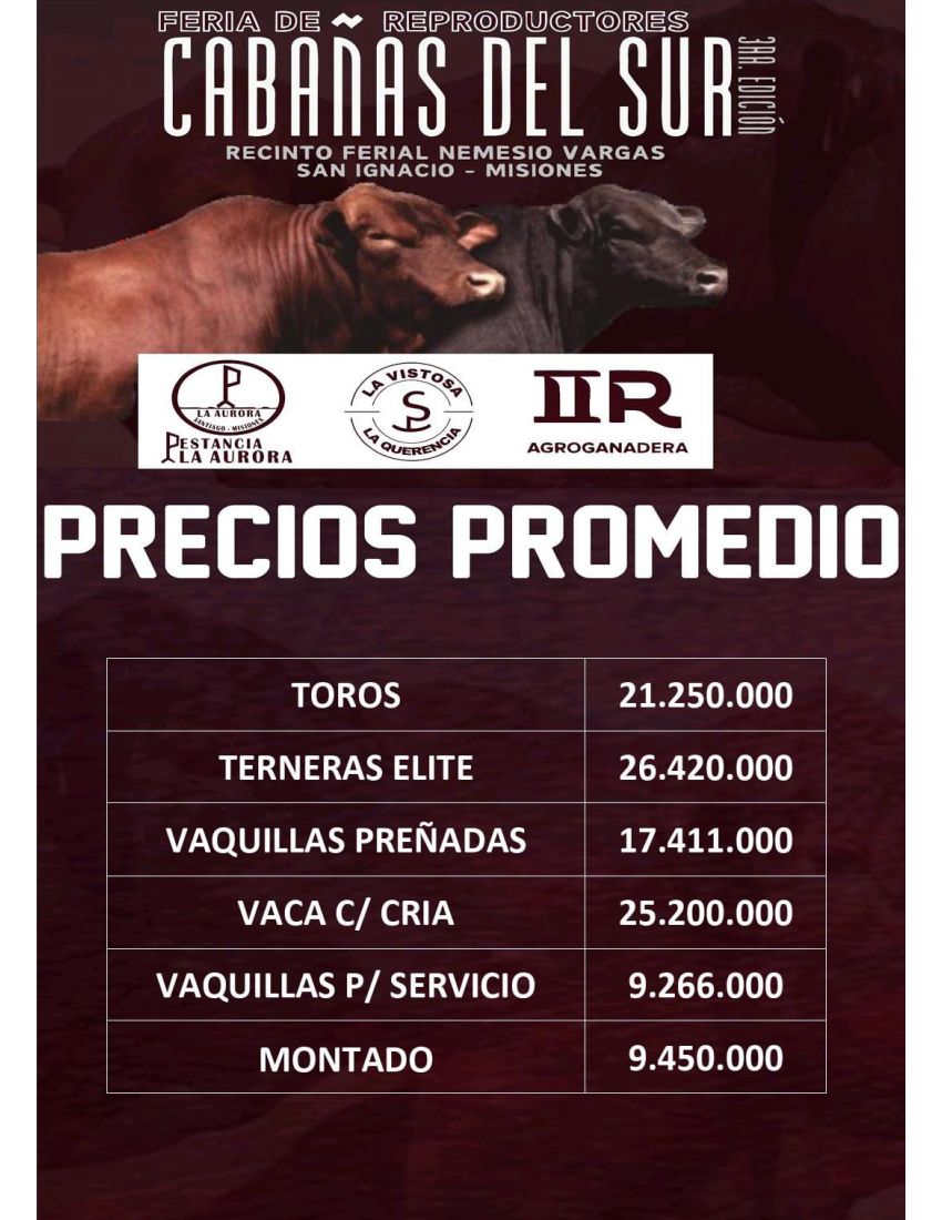 PRECIOS FERIA CABAÑAS DEL SUR