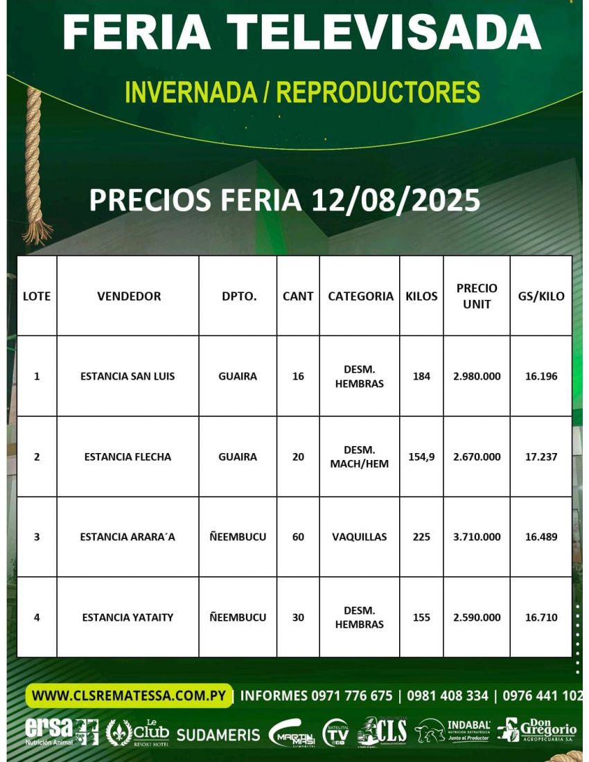 PRECIOS FERIA 12/08/2025