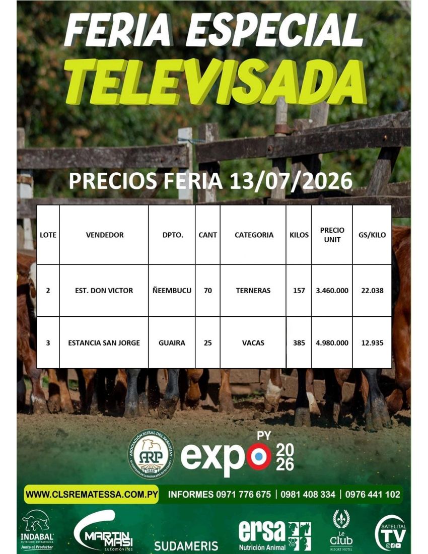PRECIOS FERIA 13/07/2026