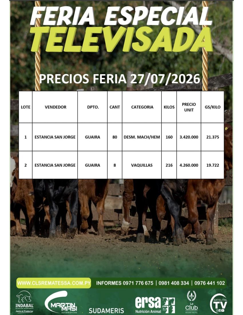 PRECIOS FERIA 27/07/2026