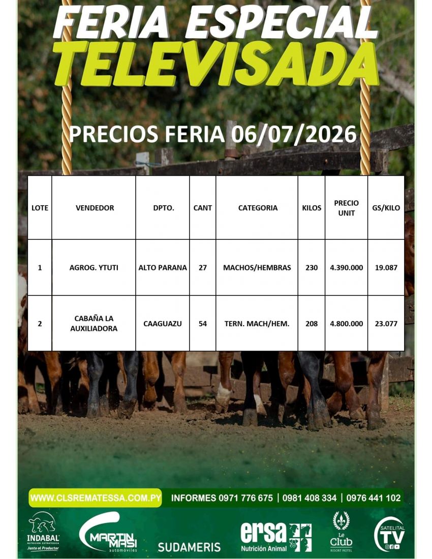 PRECIOS FERIA 06/07/2026
